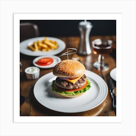 Burger On A Plate 6 Art Print