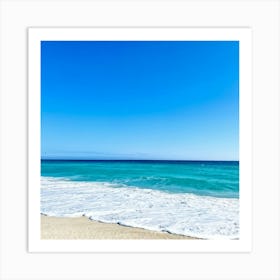 Crystal Clear Turquoise Waters Gently Lap Upon A Sun Drenched Undisturbed Sandy Beach With A Prist (5) Art Print