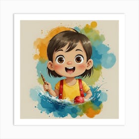 Little Girl In The Water Art Print