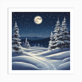 Snowy Winter Landscape Art Print