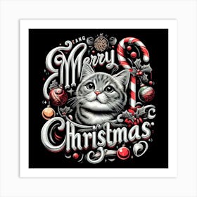 Merry Christmas Cat 2 Art Print