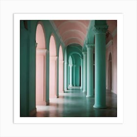 Pink And Green Hallway Art Print