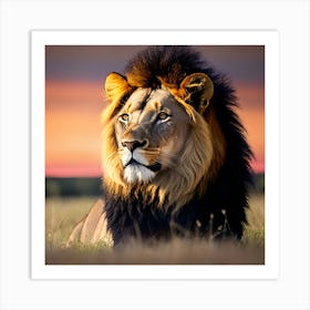 Lion At Sunset 2 Art Print