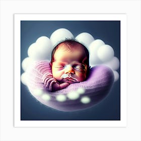 baby in cloud  Art Print