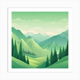 Misty mountains background in green tone 118 Art Print