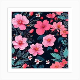 Floral Wallpaper ,flower pattern , good look, pink, baby pink flowers Art Print