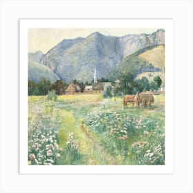 Farm In The Mountains Art Print