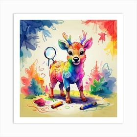 Colorful Deer Art Print