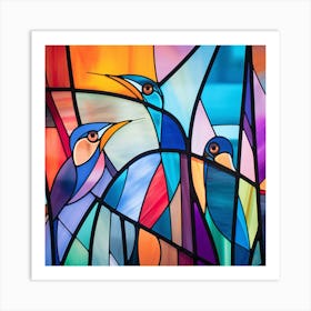 Stained Glass Birds Art Print