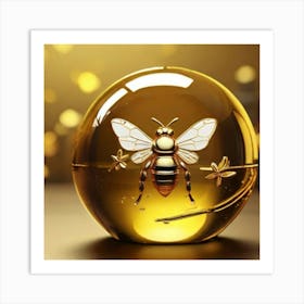 Bee On A Gold Ball Art Print