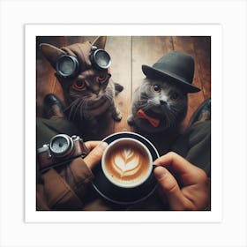 Cat With A Cup Of Coffee 1 Art Print