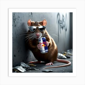 A Sleek, Urban Rat With Shimmering Brown Fur And A Knowing Glint In Its Bright, Black Eyes, Art Print