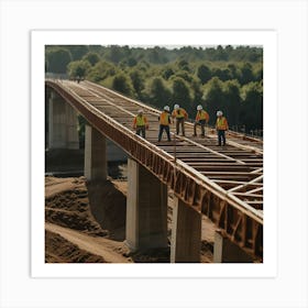 Construction Workers On A Bridge 2 Art Print