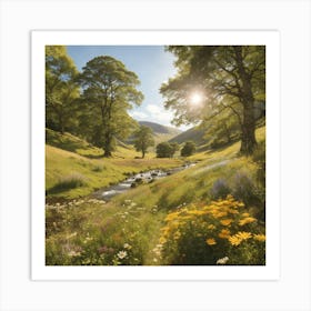 Dreamshaper V7 A Tranquil Sundappled Glen Where Wildflowers Sw 1 Art Print