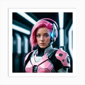 Sci-Fi Girl With Pink Hair Art Print