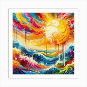 Sun Rising Over The Ocean Art Print