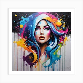 Girl With Paint Splatters 9 Art Print