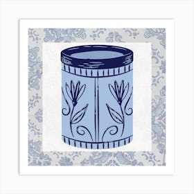 Blue Jar With Flowers Art Print