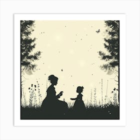 Mother And Child In The Forest Art Print