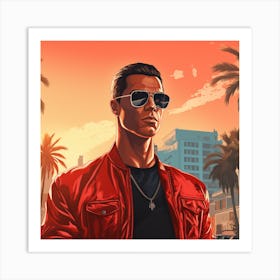 GTA Style Cristiano Ronaldo Art Print