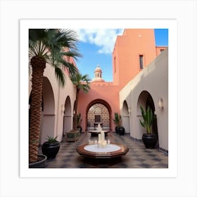 Courtyard Of A Hotel Art Print