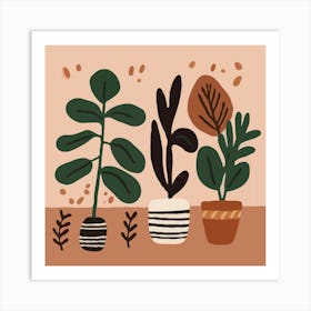 Potted Plants Background Boho Art Print