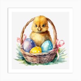 Easter Chick In Basket 1 Art Print