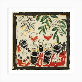 Table With Wine Matisse Style 8 Art Print