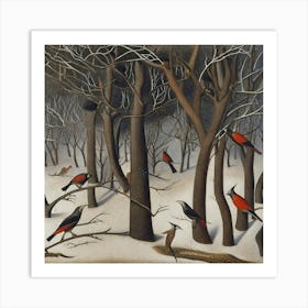 Birds In The Snow - Francis Glow Art Print