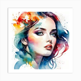 Watercolor Portrait Of A Woman 9 Art Print