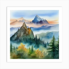 Watercolor Mountains 4 Art Print