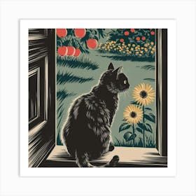 Cat In The Garden 2 Art Print