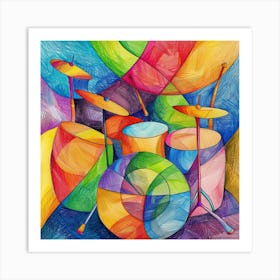 Colorful Drum Set Art Print