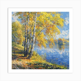 Birch Trees By The River 4 Art Print