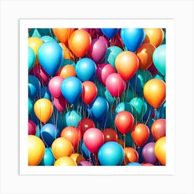 Colorful Balloons, digital art Art Print