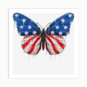 Hot Trend Butterfly Usa Flag 4th Of July Girl Us Art Print