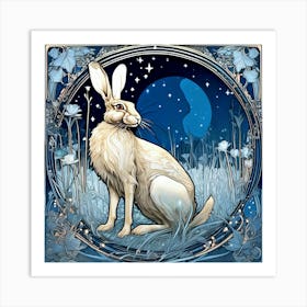 Hare In The Moonlight Art Print