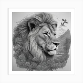 Lion In The Forest Art Print