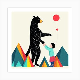 Bear And A Girl Art Print