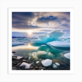 Icebergs In The Water 25 Art Print