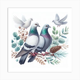 Pigeons 7 Art Print