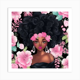 Black Girl With Flowers 1 Art Print