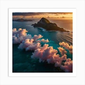 Pink Clouds Over The Ocean Art Print