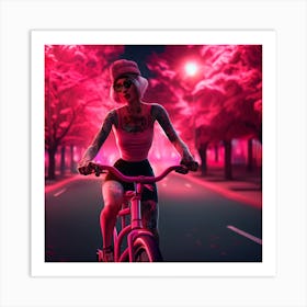 Girl Riding A Bike Art Print