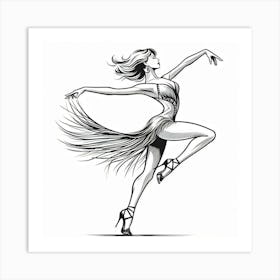 Line Art Latin Dancer 5 Art Print