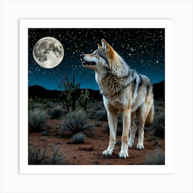 Wolf In The Desert Art Print