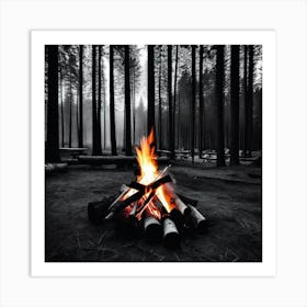 Campfire In The Forest 1 Art Print