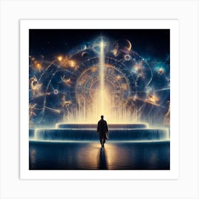 Man In Front Of A Fountain Art Print