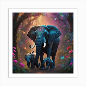 Florally elephant Art Print