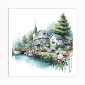 House by the river Art Print